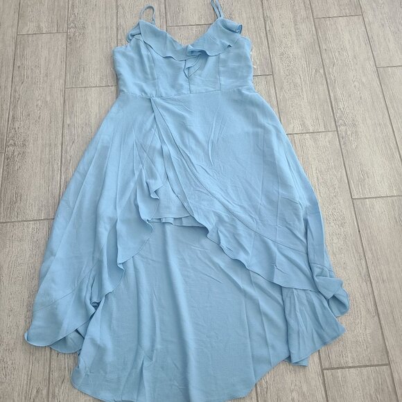 Dresses & Skirts - GB Fan Favs ruffle high low dress dusty blue size large NWT